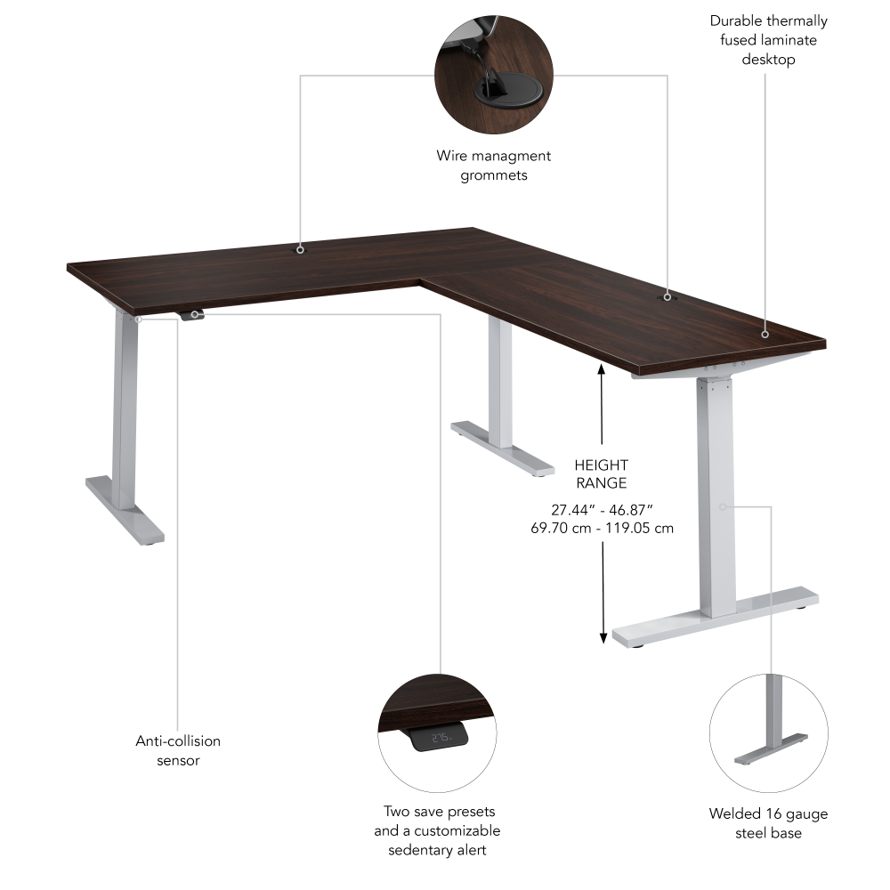 Move 60 Series 60W Height Adjustable L Shaped Standing Desk