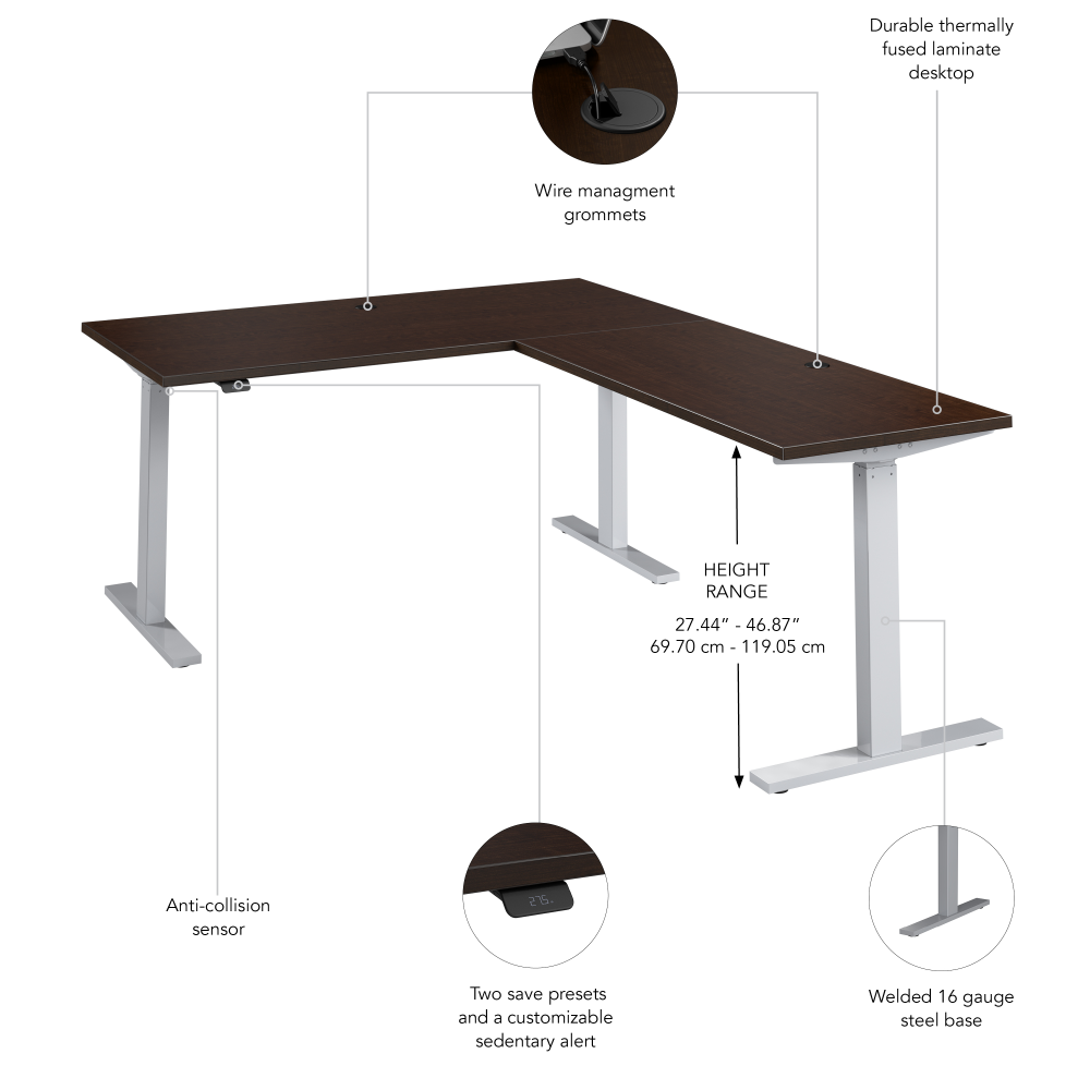 Move 60 Series 60W Height Adjustable L Shaped Standing Desk