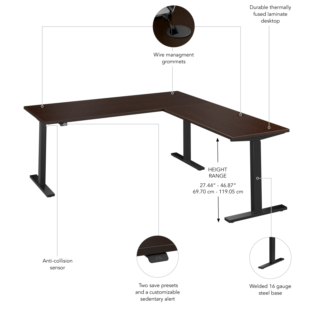 Move 60 Series 72W Height Adjustable L Shaped Standing Desk
