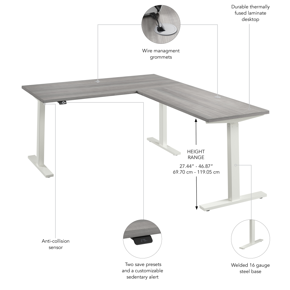 Move 60 Series 60W Height Adjustable L Shaped Standing Desk