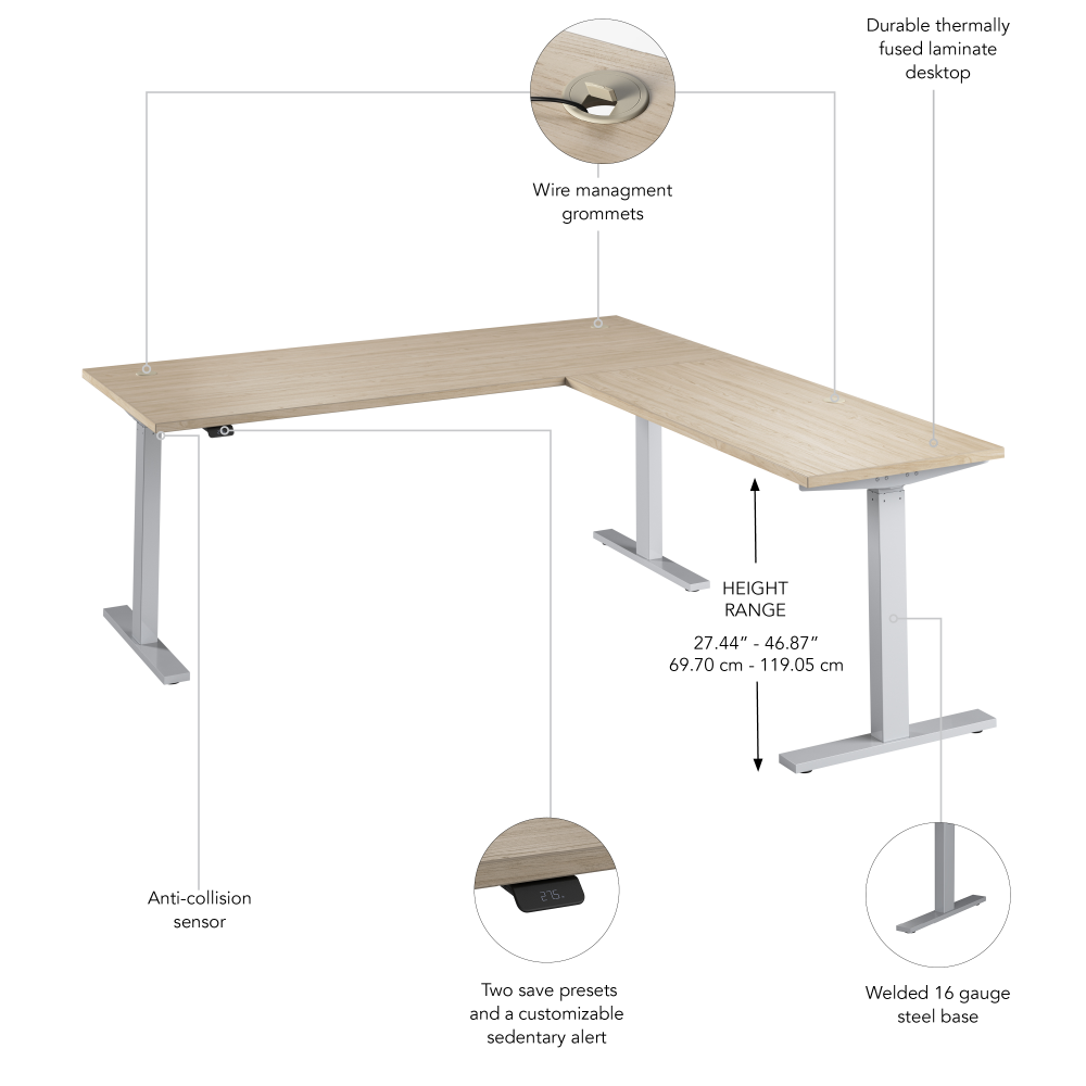 Move 60 Series 72W Height Adjustable L Shaped Standing Desk