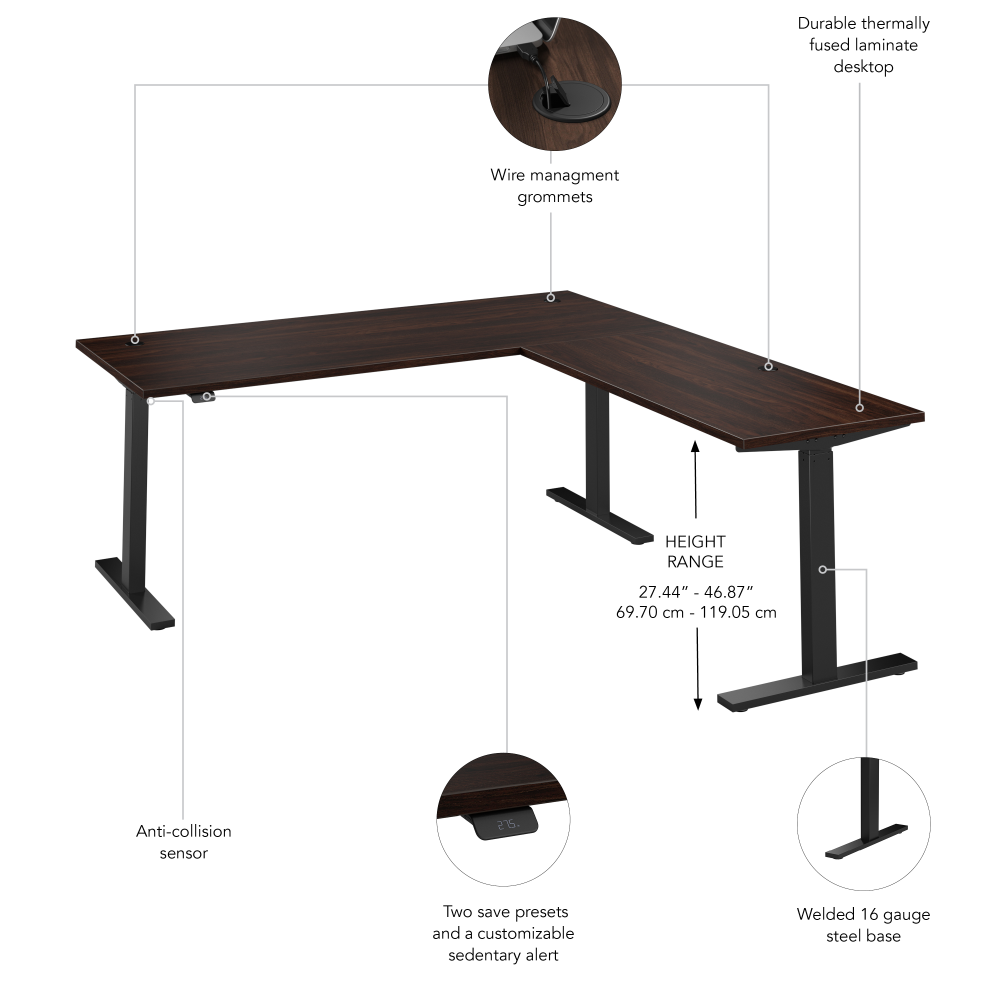 Move 60 Series 72W Height Adjustable L Shaped Standing Desk