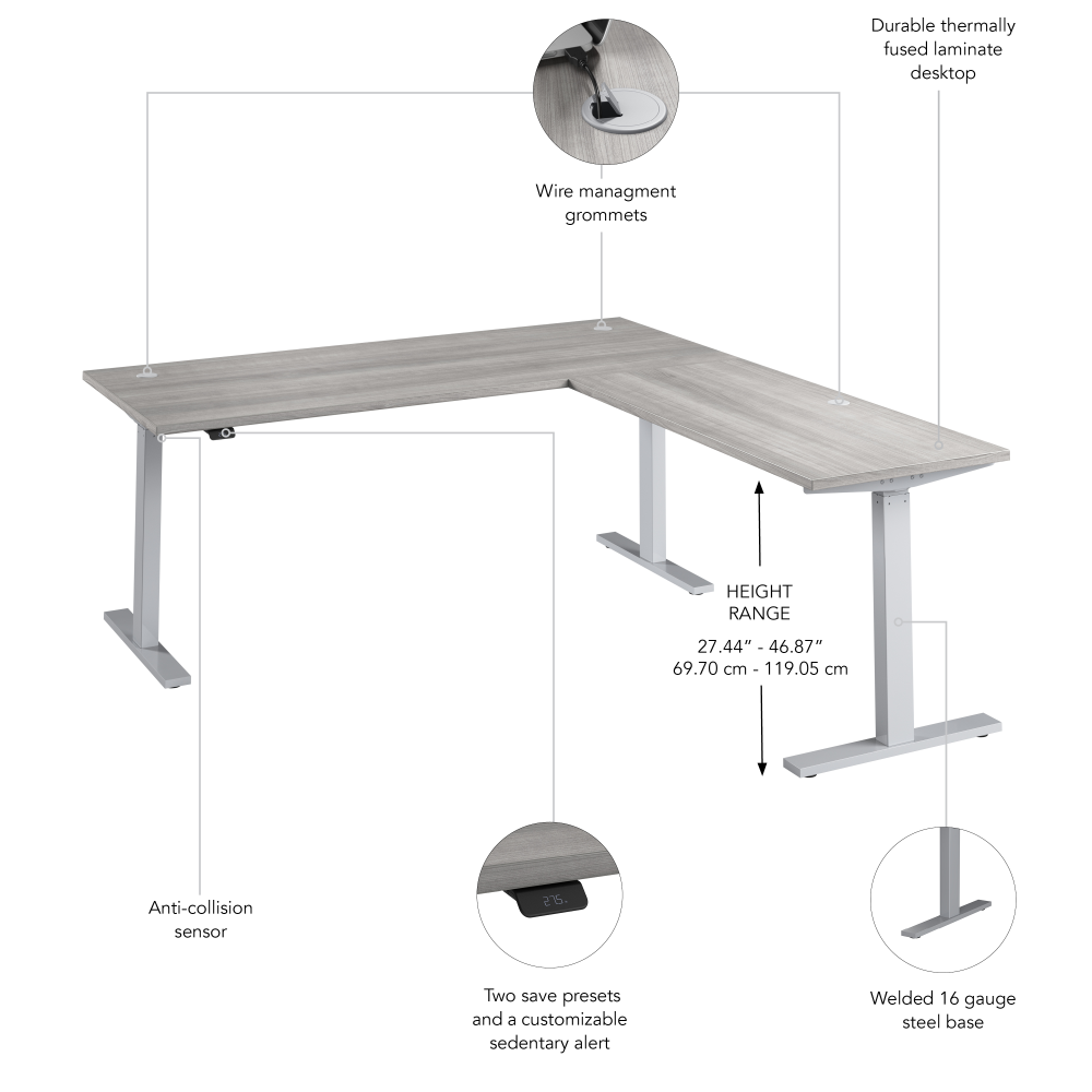 Move 60 Series 72W Height Adjustable L Shaped Standing Desk