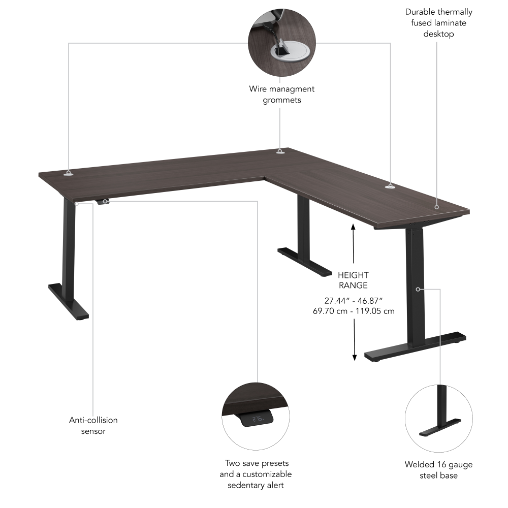 Move 60 Series 72W Height Adjustable L Shaped Standing Desk