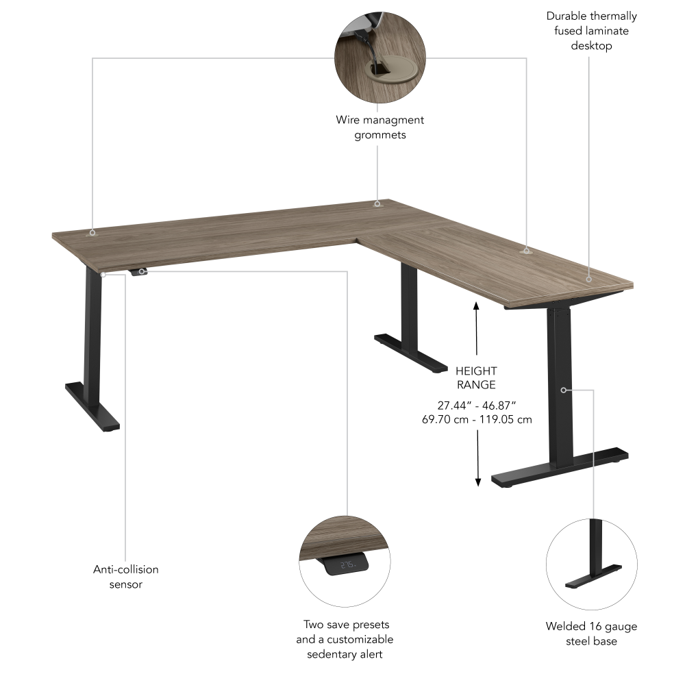 Move 60 Series 72W Height Adjustable L Shaped Standing Desk