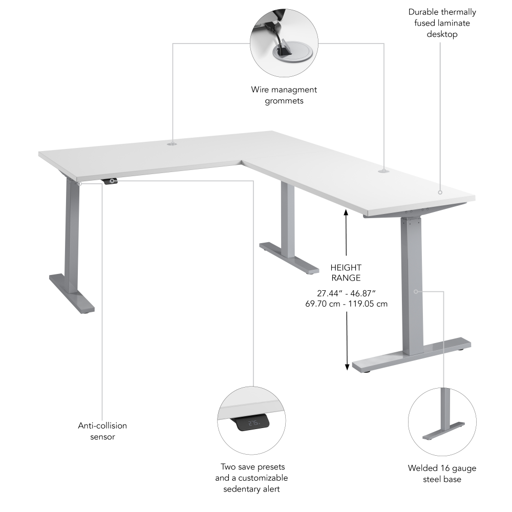 Move 60 Series 60W Height Adjustable L Shaped Standing Desk