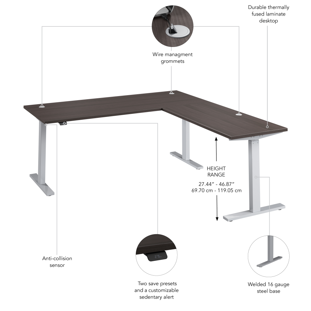 Move 60 Series 72W Height Adjustable L Shaped Standing Desk