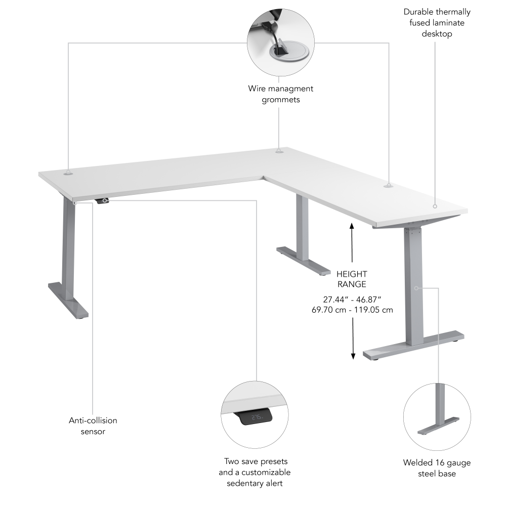 Move 60 Series 72W Height Adjustable L Shaped Standing Desk