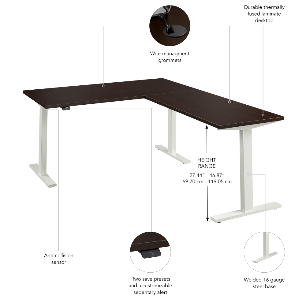 Move 60 Series 60W Height Adjustable L Shaped Standing Desk