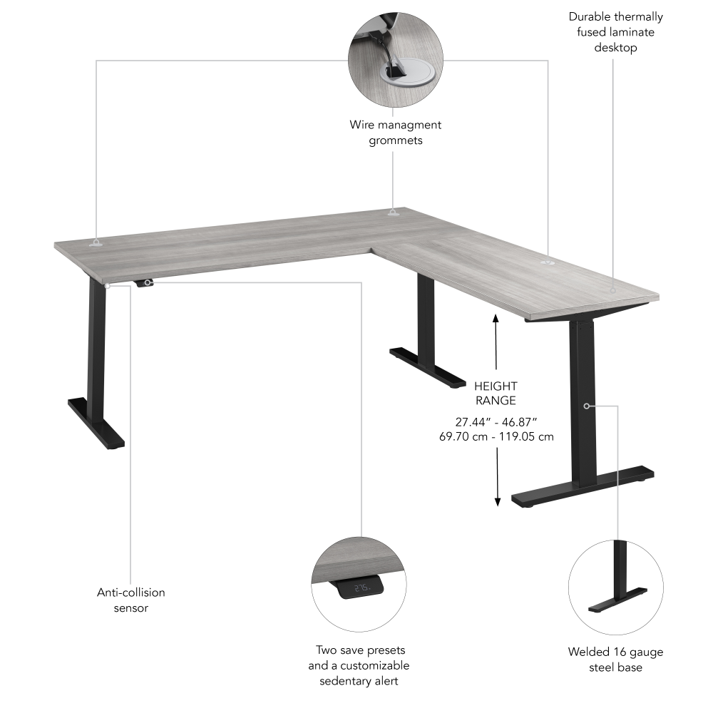 Move 60 Series 72W Height Adjustable L Shaped Standing Desk