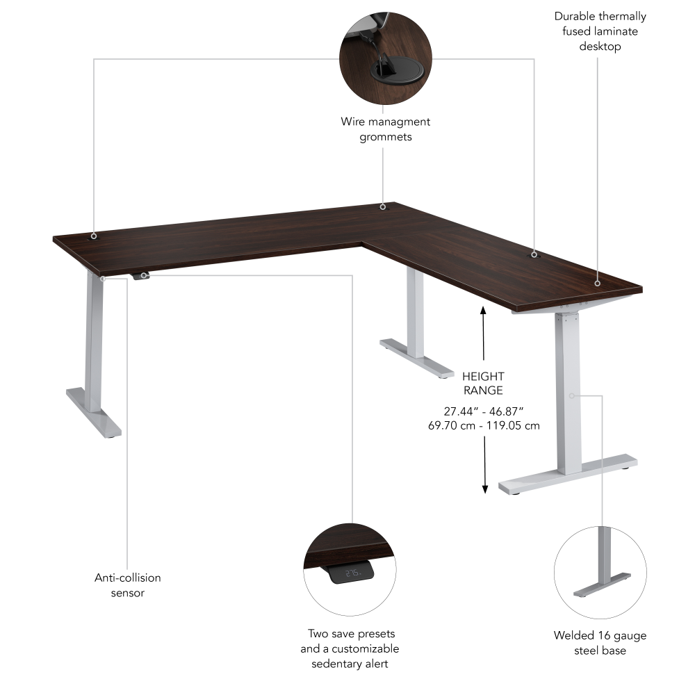 Move 60 Series 72W Height Adjustable L Shaped Standing Desk