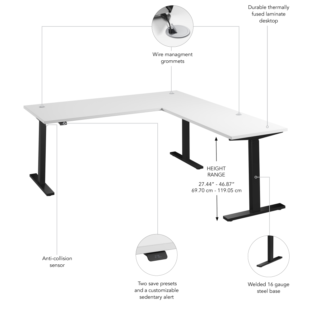 Move 60 Series 72W Height Adjustable L Shaped Standing Desk