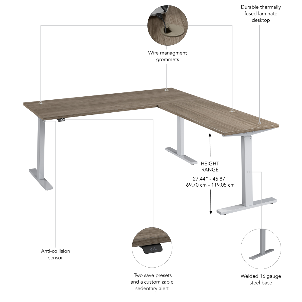 Move 60 Series 72W Height Adjustable L Shaped Standing Desk