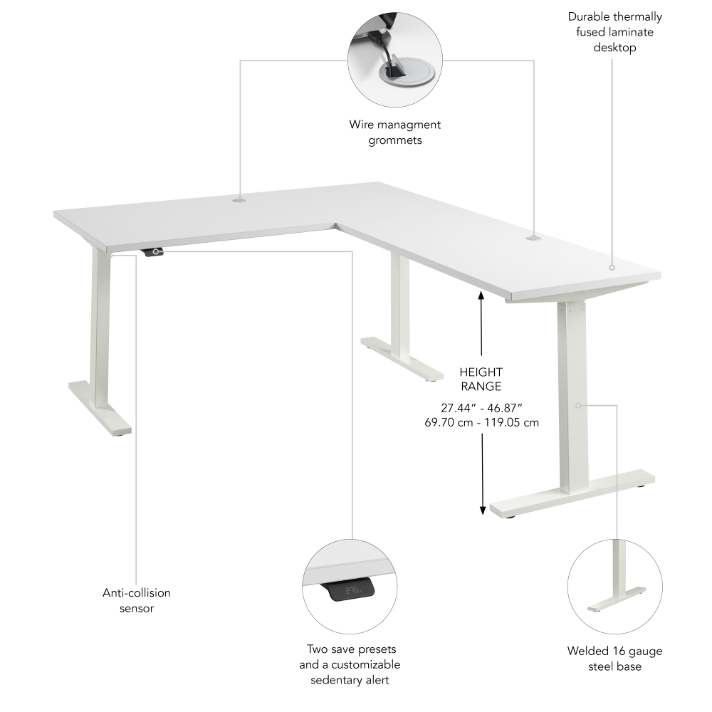 Move 60 Series 60W Height Adjustable L Shaped Standing Desk