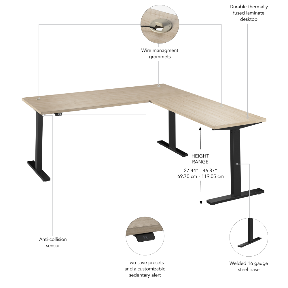 Move 60 Series 72W Height Adjustable L Shaped Standing Desk