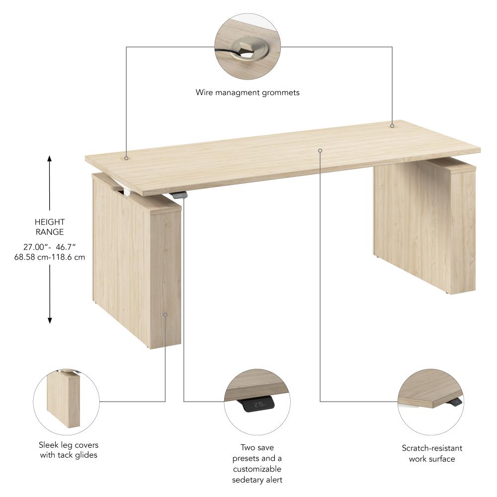 Stratus 72W x 30D Electric Height Adjustable Standing Desk