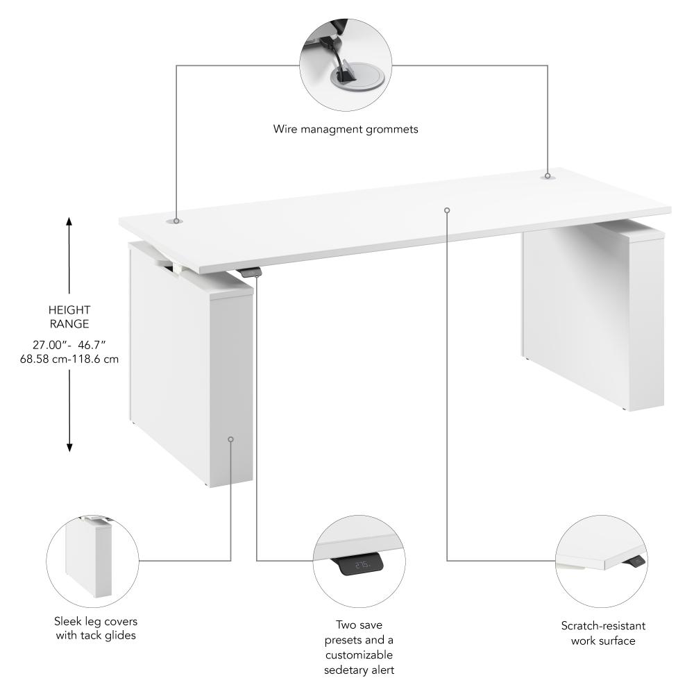 Stratus 72W x 30D Electric Height Adjustable Standing Desk