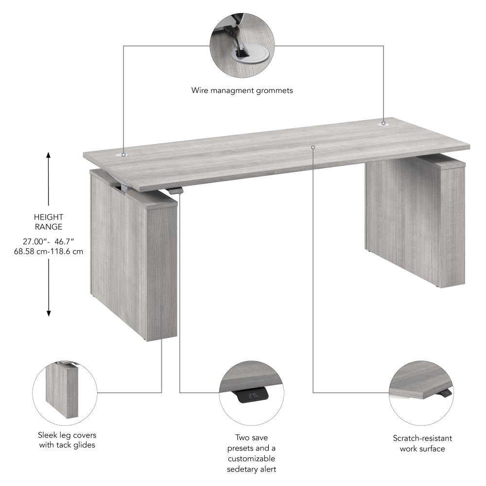 Stratus 72W x 30D Electric Height Adjustable Standing Desk